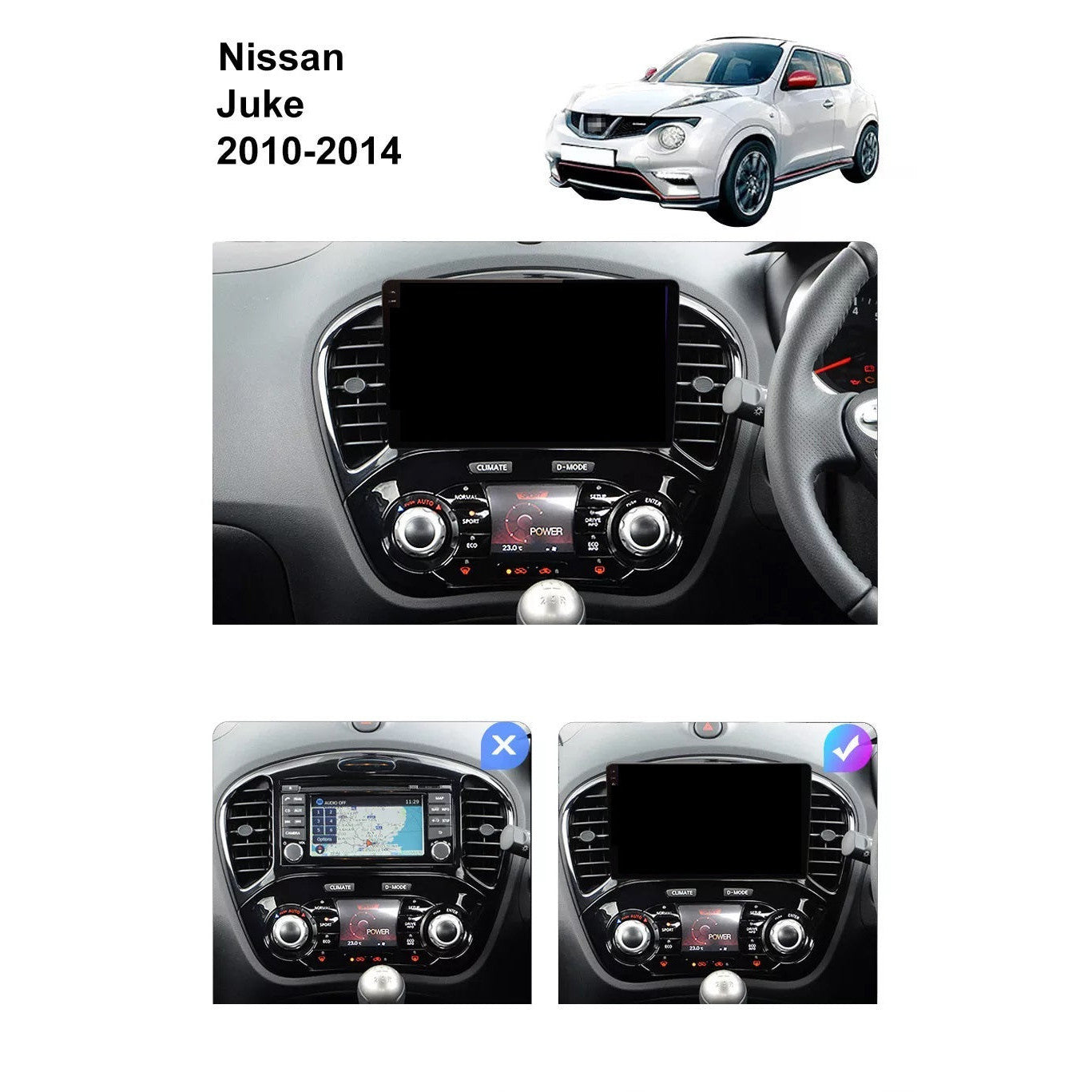 Navigatie Nissan Juke (2010-2015), Ecran 9 inch, 1GB RAM 32GB