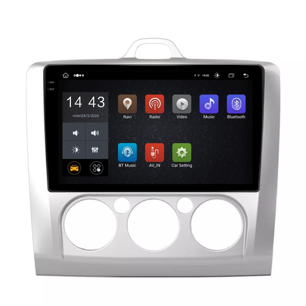 Navigatie Ford Focus 2004-2011, Android 13,Ecran 2K, 4GB RAM 64GB, Octa Core, carplay /android auto, rama argintiu AC