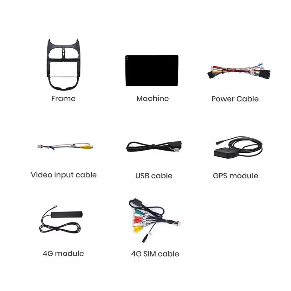 Navigatie Peugeot 206 (2001-2008), Ecran 9 inch, 6GB RAM 128GB, 8-core