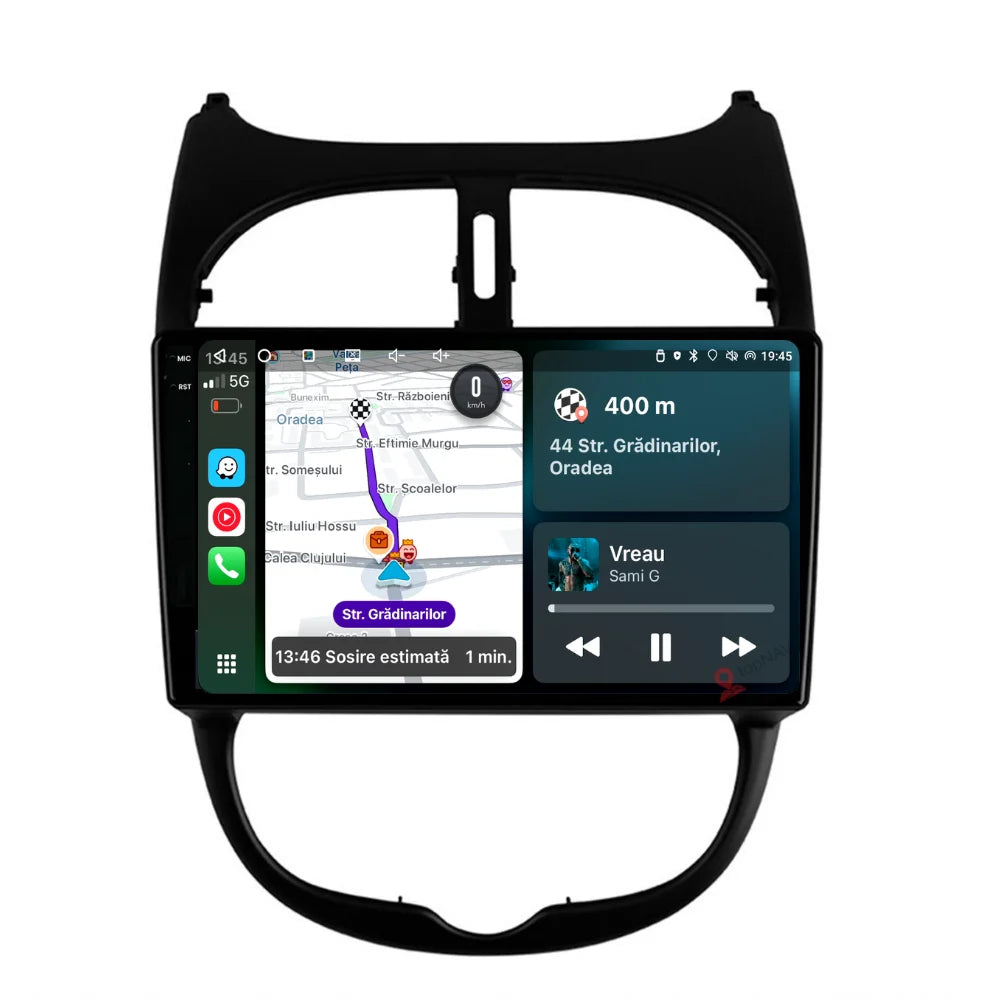 Navigatie Peugeot 206 (2001-2008), Ecran 9 inch 2K, 12GB RAM 256GB, 8-core