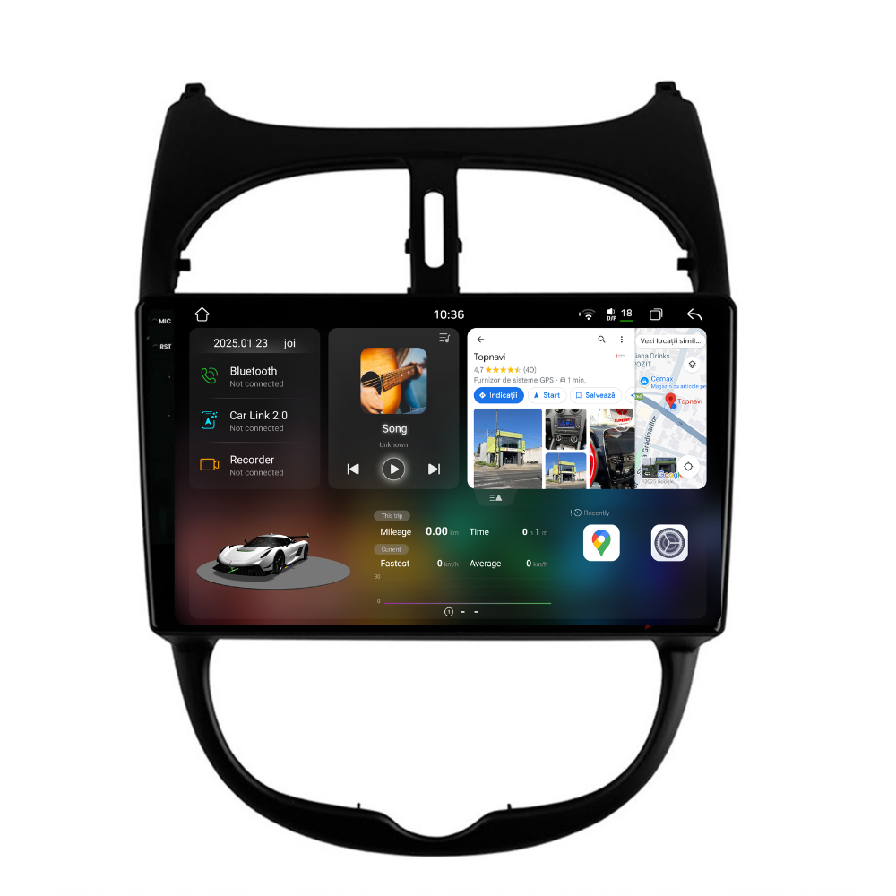 Navigatie Peugeot 206 (2001-2008), Ecran 9 inch 2K, 12GB RAM 256GB, 8-core