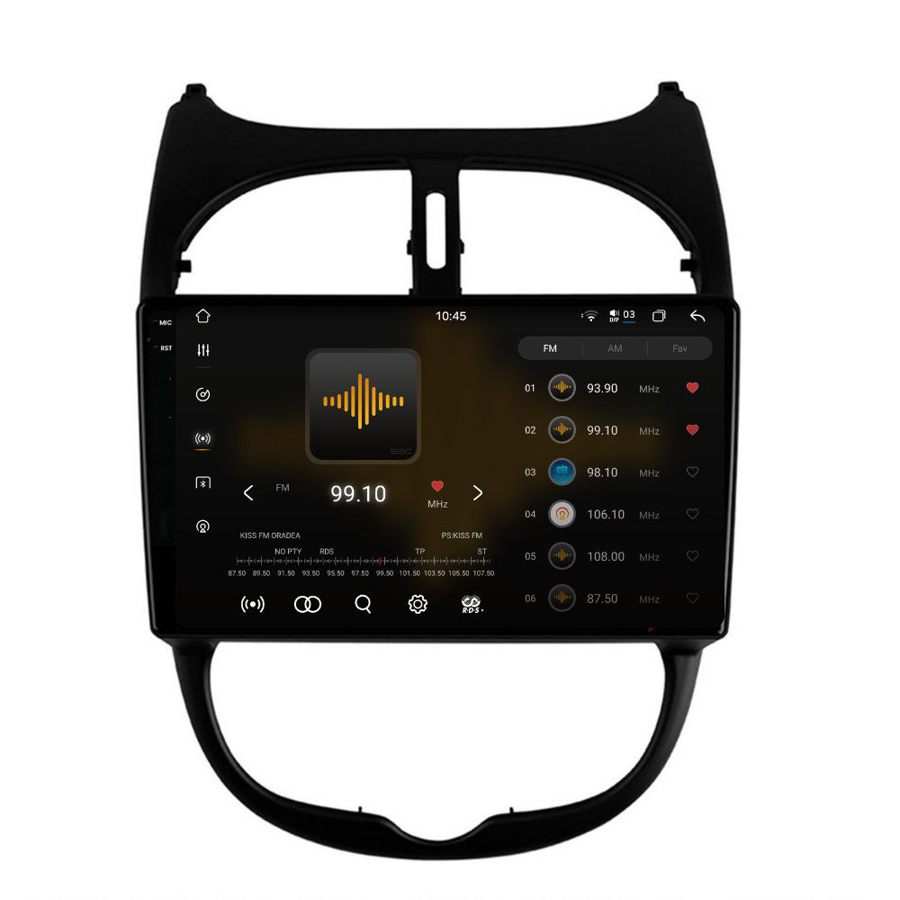 Navigatie Peugeot 206 (2001-2008), Ecran 9 inch 2K, 12GB RAM 256GB, 8-core