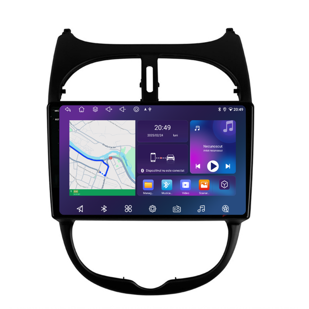 Navigatie Peugeot 206 (2001-2008), Ecran 9 inch, 4GB RAM 64GB, 8-core