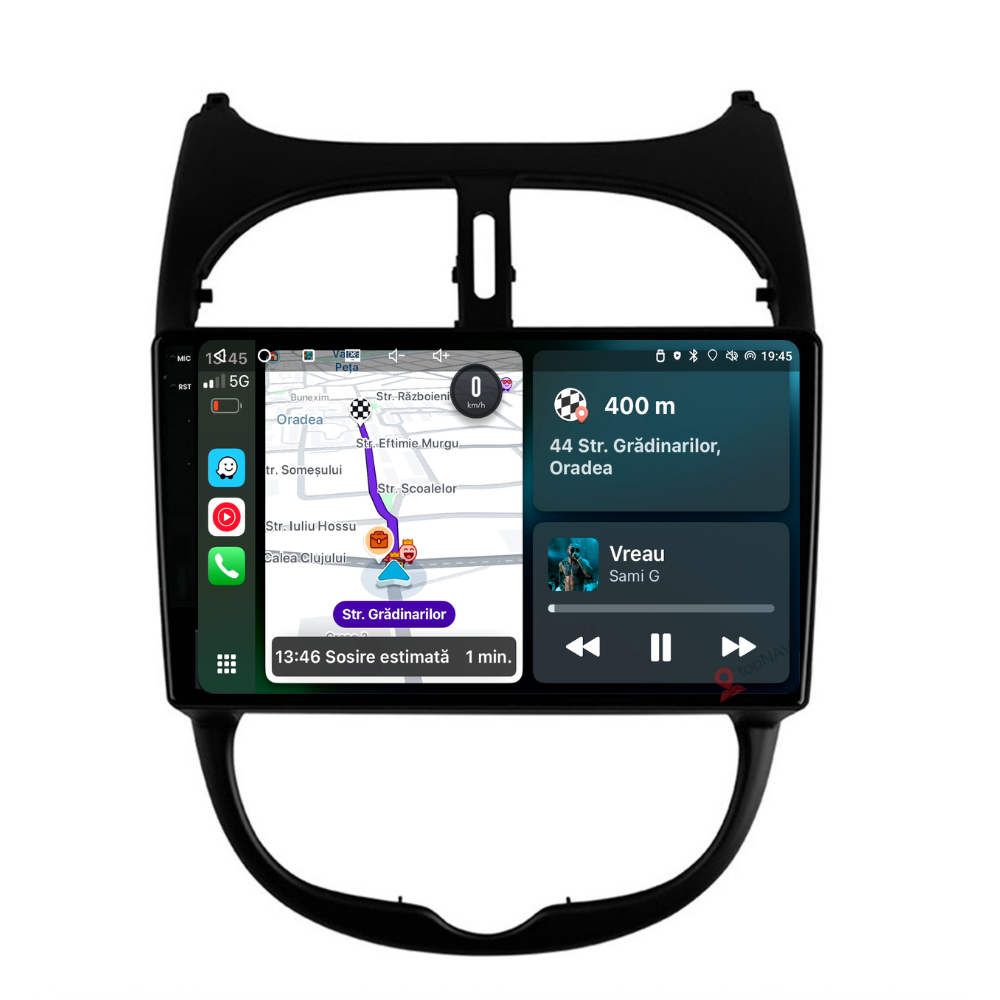 Navigatie Peugeot 206 (2001-2008), Ecran 9 inch, 4GB RAM 64GB, 8-core