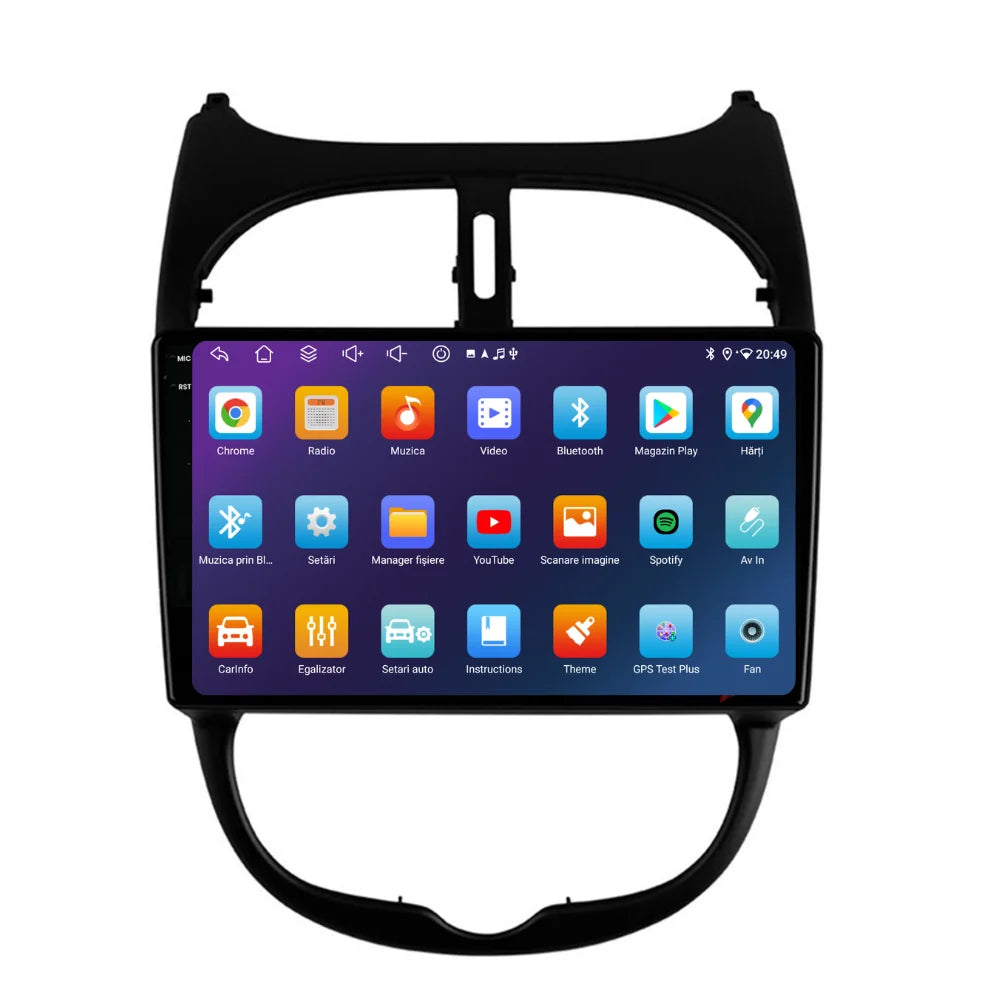 Navigatie Peugeot 206 (2001-2008), Ecran 9 inch, 6GB RAM 128GB, 8-core
