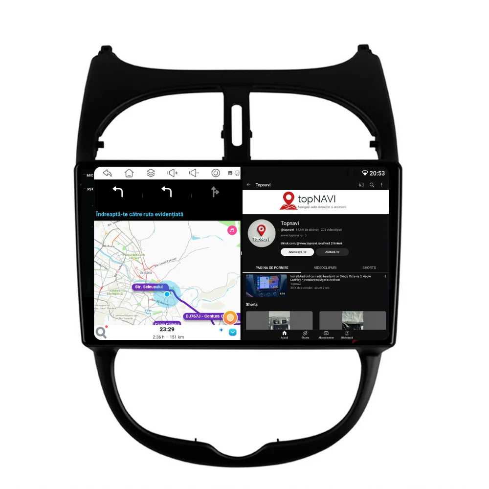 Navigatie Peugeot 206 (2001-2008), Ecran 9 inch, 6GB RAM 128GB, 8-core