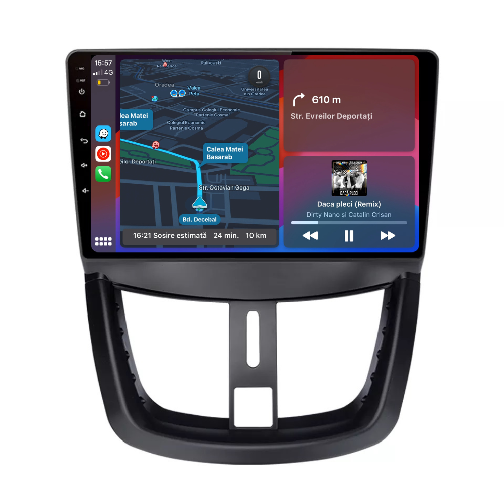 Navigatie Peugeot 207 (2006-2015), Ecran 9 inch, 1GB RAM 32GB