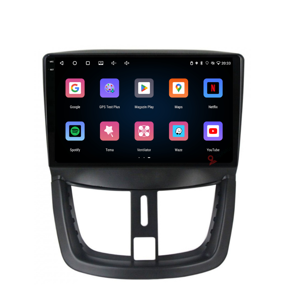 Navigatie Peugeot 207 (2006-2015), Ecran 9 inch, 4GB RAM 64GB, 4-core