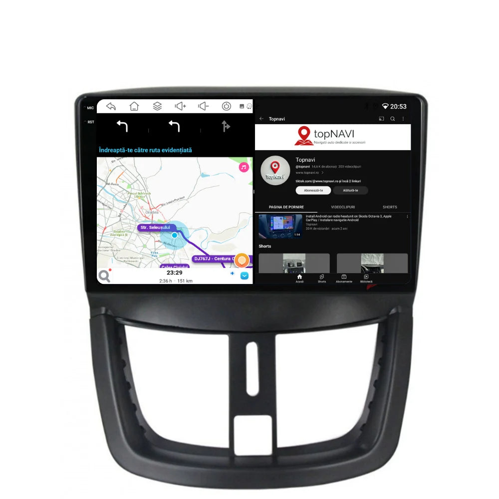 Navigatie Peugeot 207 (2006-2015), Ecran 9 inch, 4GB RAM 64GB, 8-core
