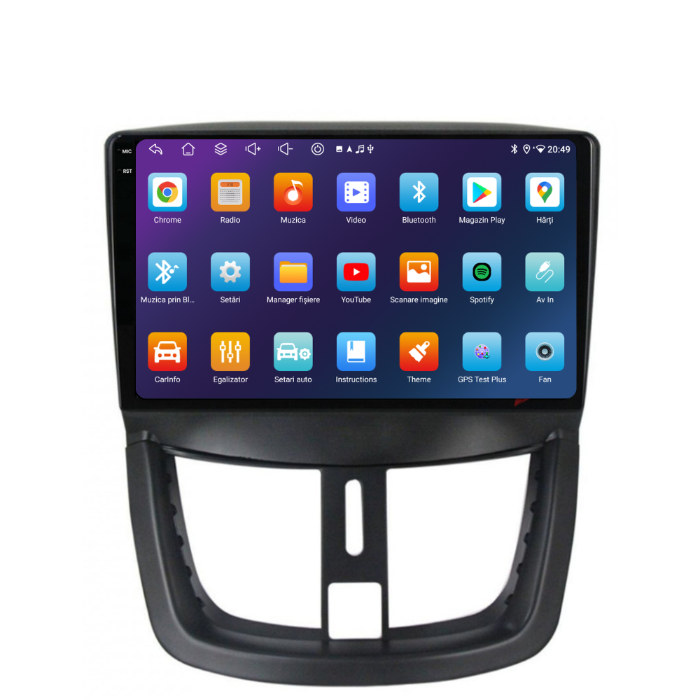 Navigatie Peugeot 207 (2006-2015), Ecran 9 inch, 4GB RAM 64GB, 8-core
