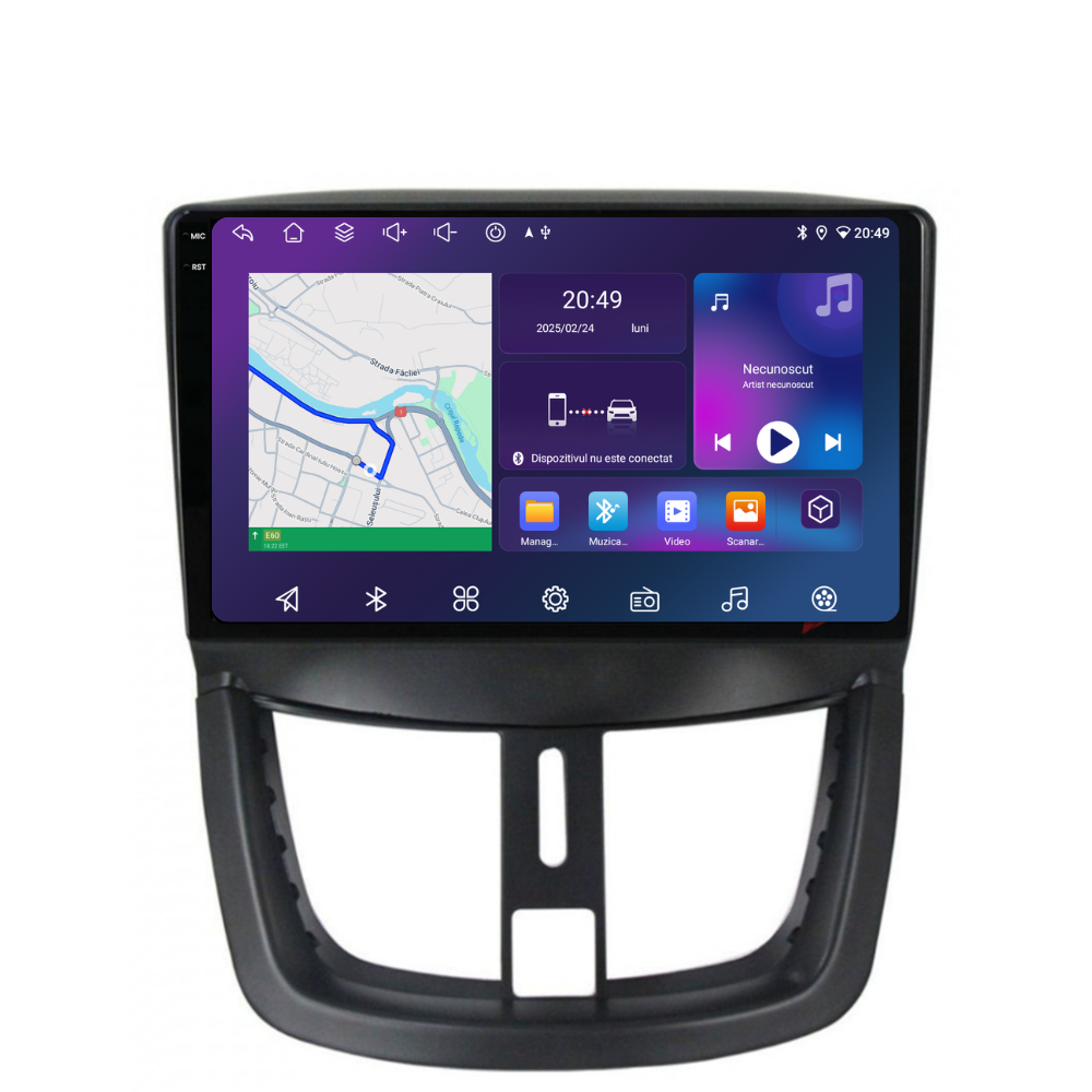 Navigatie Peugeot 207 (2006-2015), Ecran 9 inch, 4GB RAM 64GB, 8-core