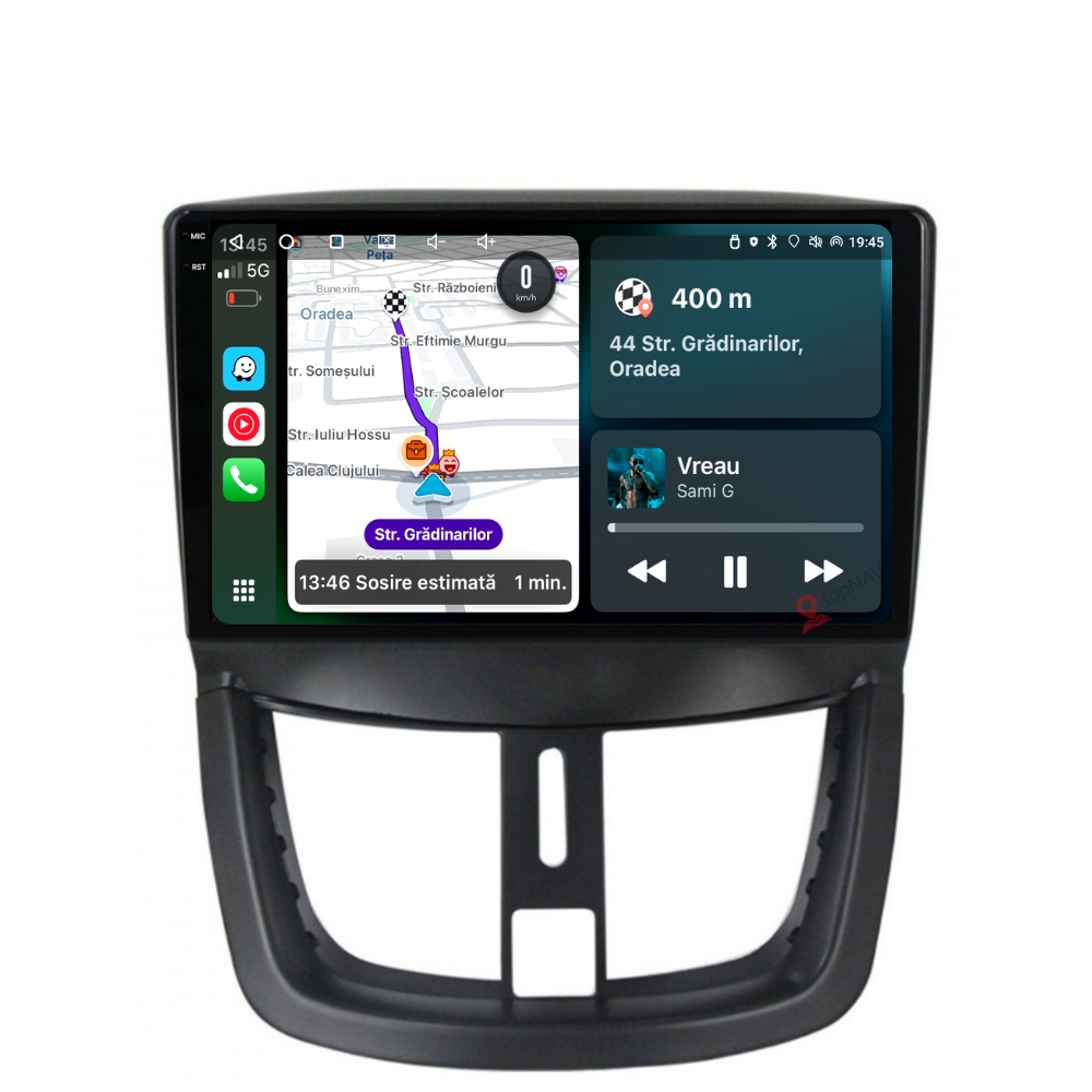 Navigatie Peugeot 207 (2006-2015), Ecran 9 inch, 4GB RAM 64GB, 8-core