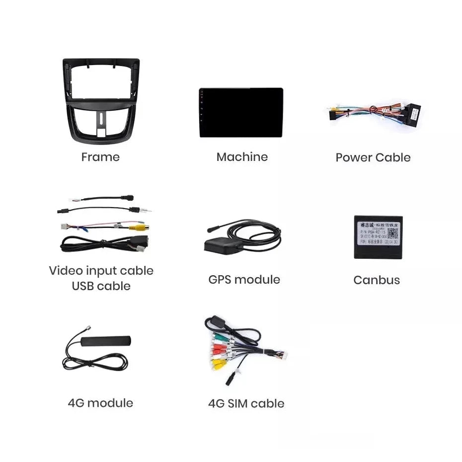 Navigatie Peugeot 207 (2006-2015), Ecran 9 inch, 4GB RAM 64GB, 4-core