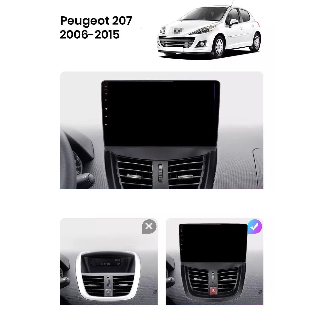 Navigatie Peugeot 207 (2006-2015), Ecran 2K, 4GB RAM 64GB, 8-core