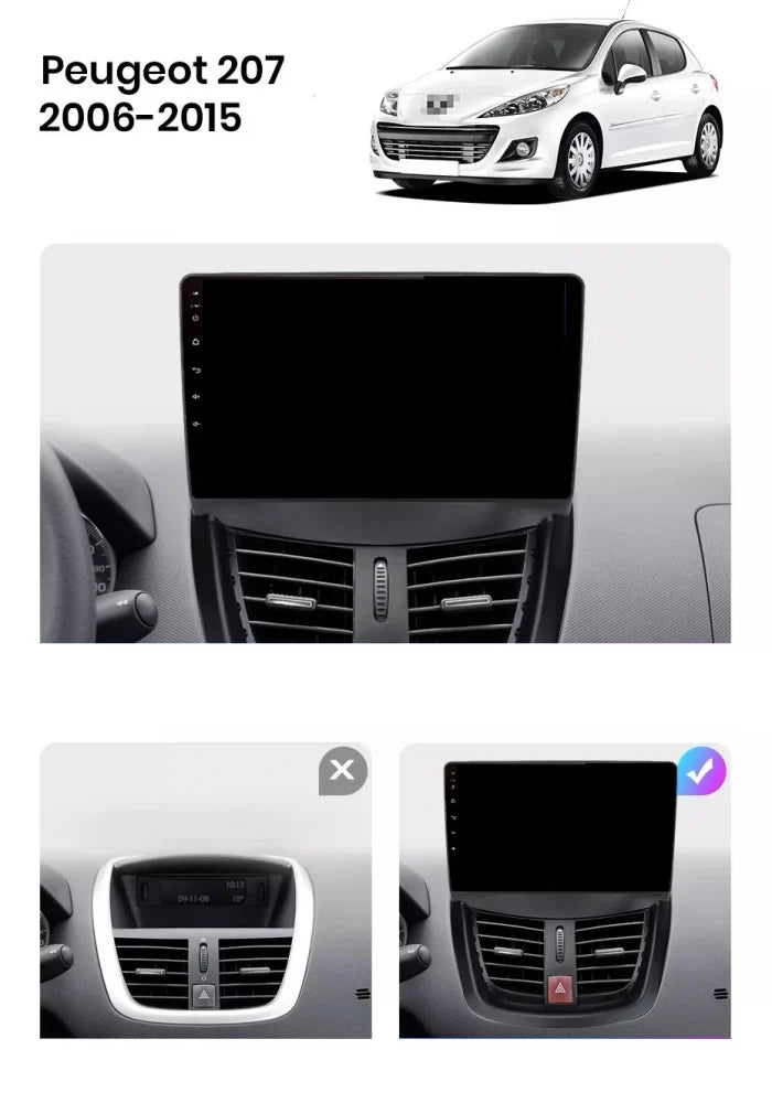 Navigatie Peugeot 207 (2006-2015), Ecran 9 inch, 4GB RAM 64GB, 8-core