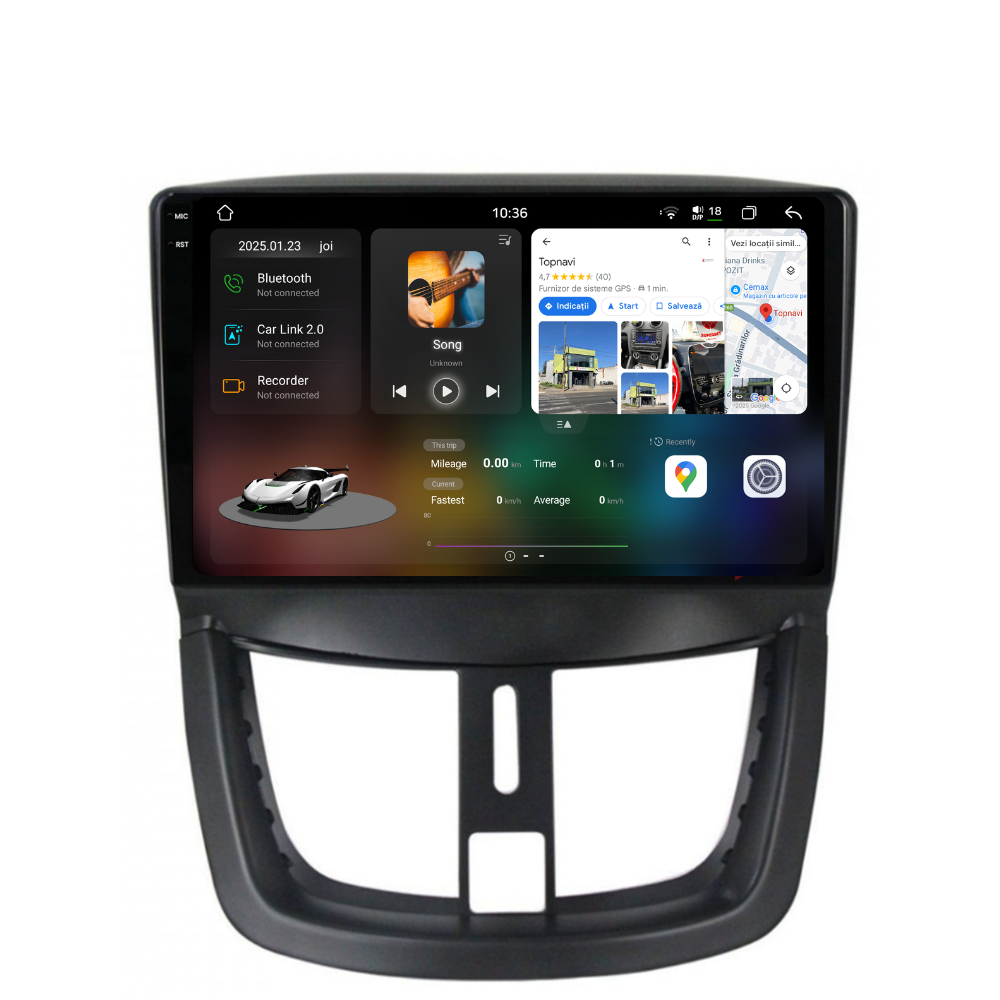 Navigatie Peugeot 207 (2006-2015), Ecran 9 inch 2K, 12GB RAM 256GB, 8-core