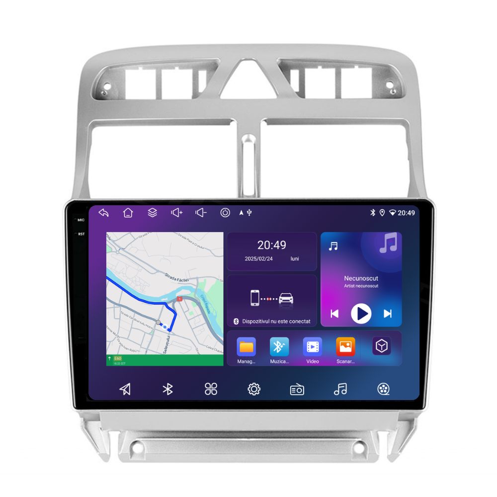 Navigație Peugeot 307 (2002-2013), Android, Ecran 9 inch, 6GB RAM 128GB, 8-core