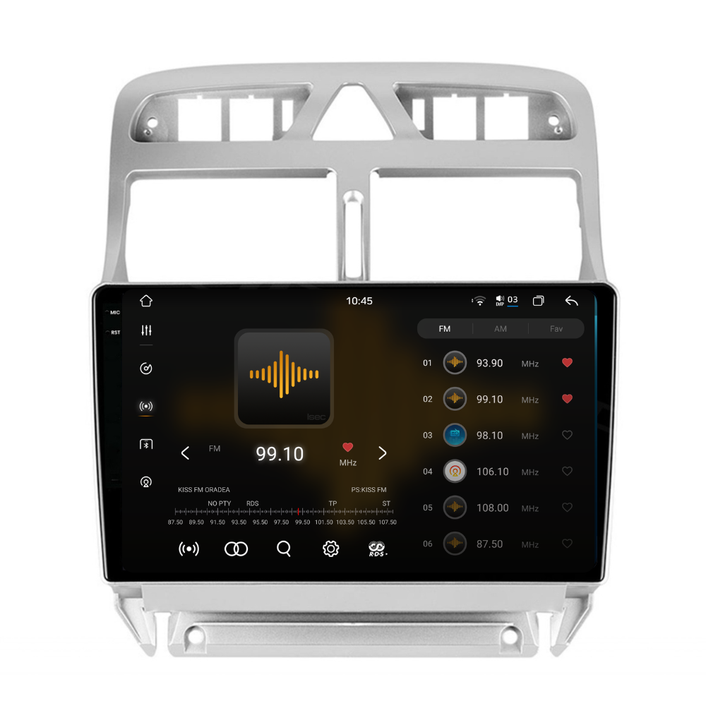 Navigație Peugeot 307 (2002-2013), Android, Ecran 9 inch 2K, 12GB RAM 256GB, 8-core
