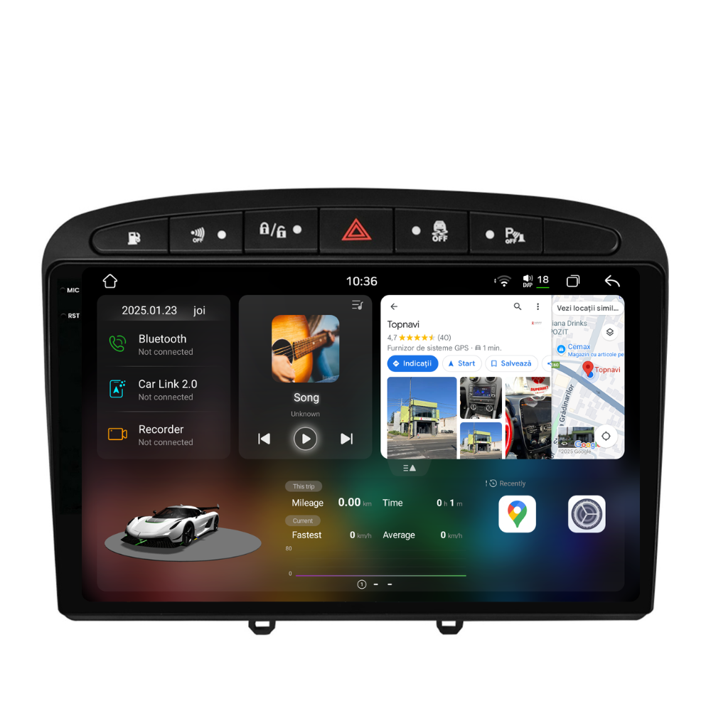 Navigatie Peugeot 308 (2008-2020), Ecran 9 inch 2K, 12GB RAM 256GB, 8-core