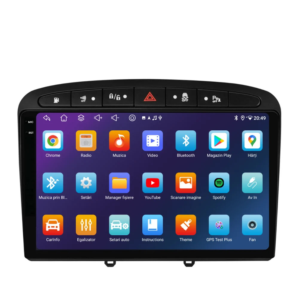 Navigatie Peugeot 308 (2008-2020), Ecran 9 inch, 4GB RAM 64GB, 8-core