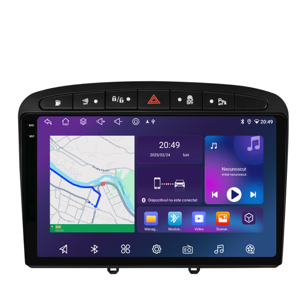 Navigatie Peugeot 308 (2008-2020), Ecran 9 inch, 4GB RAM 64GB, 8-core