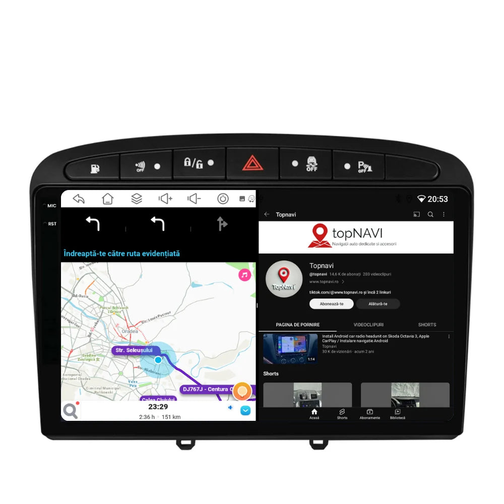 Navigatie Peugeot 308 (2008-2020), Ecran 9 inch, 4GB RAM 64GB, 8-core