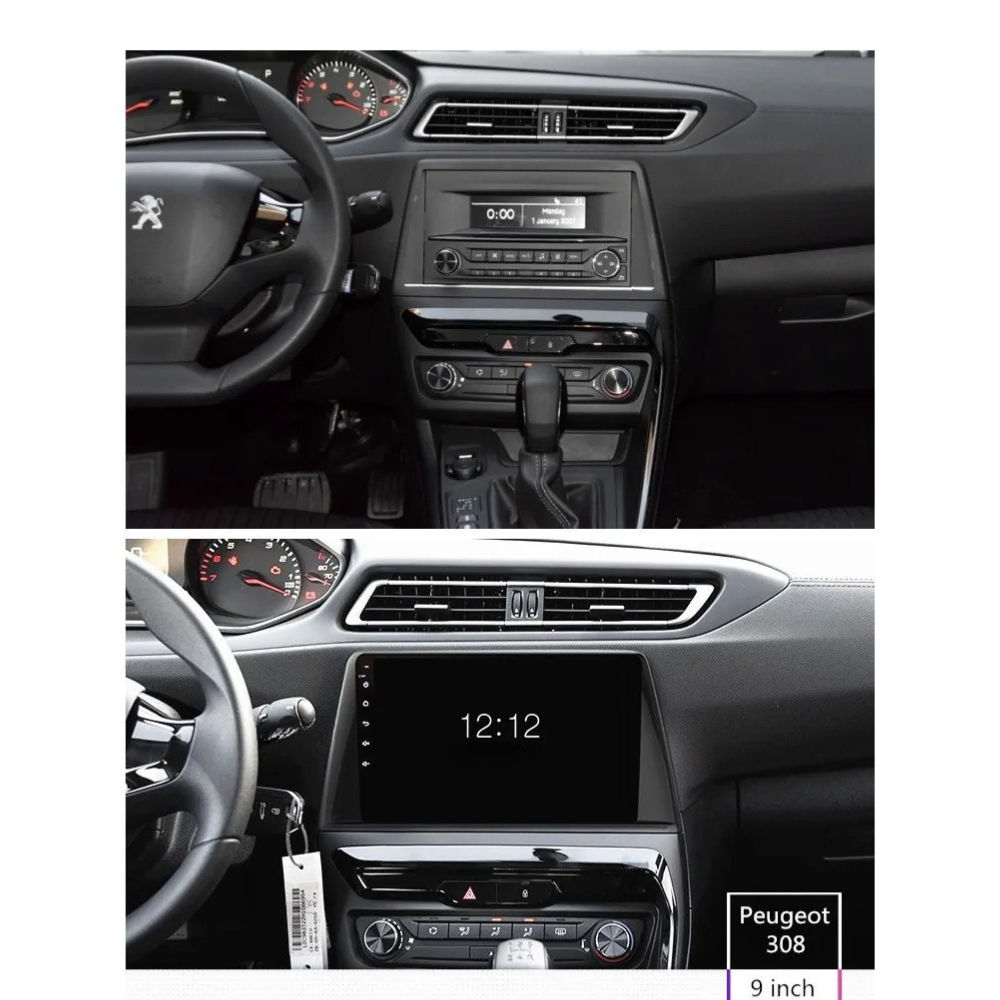 Navigatie Peugeot 308 (2012-2017), Ecran 9 inch 2K, 12GB RAM 256GB, 8-core