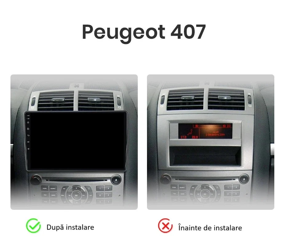 Navigatie Peugeot 407 (2004-2011), Ecran 9 inch, 4GB RAM 64GB, 8-core