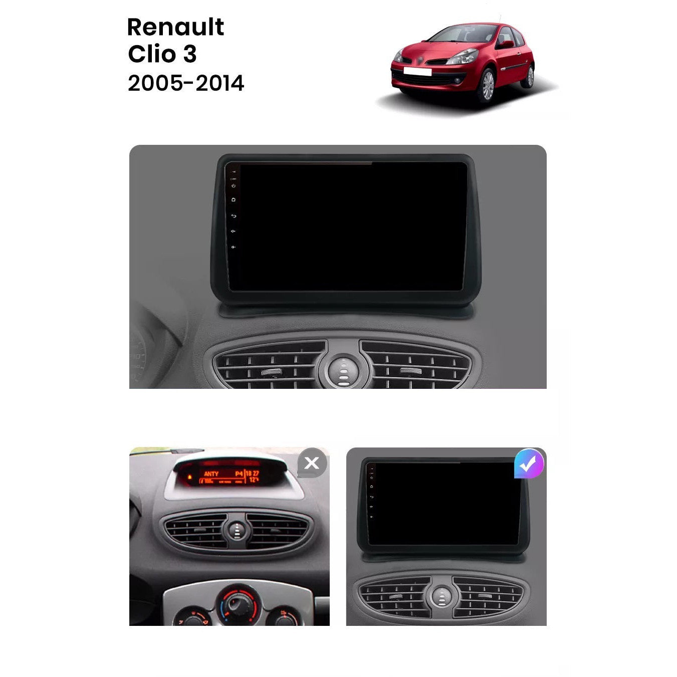 Navigatie Renault Clio 3 (2005-2014), Ecran 9 inch, 1GB RAM 32GB