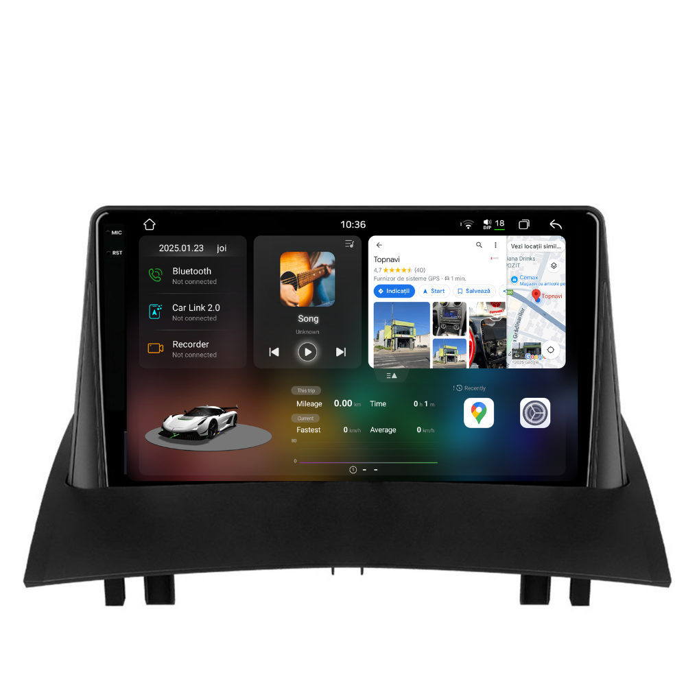 Navigatie Renault Megane 2 (2002-2009), Ecran 9 inch 2K, 12GB RAM 256GB, 8-core