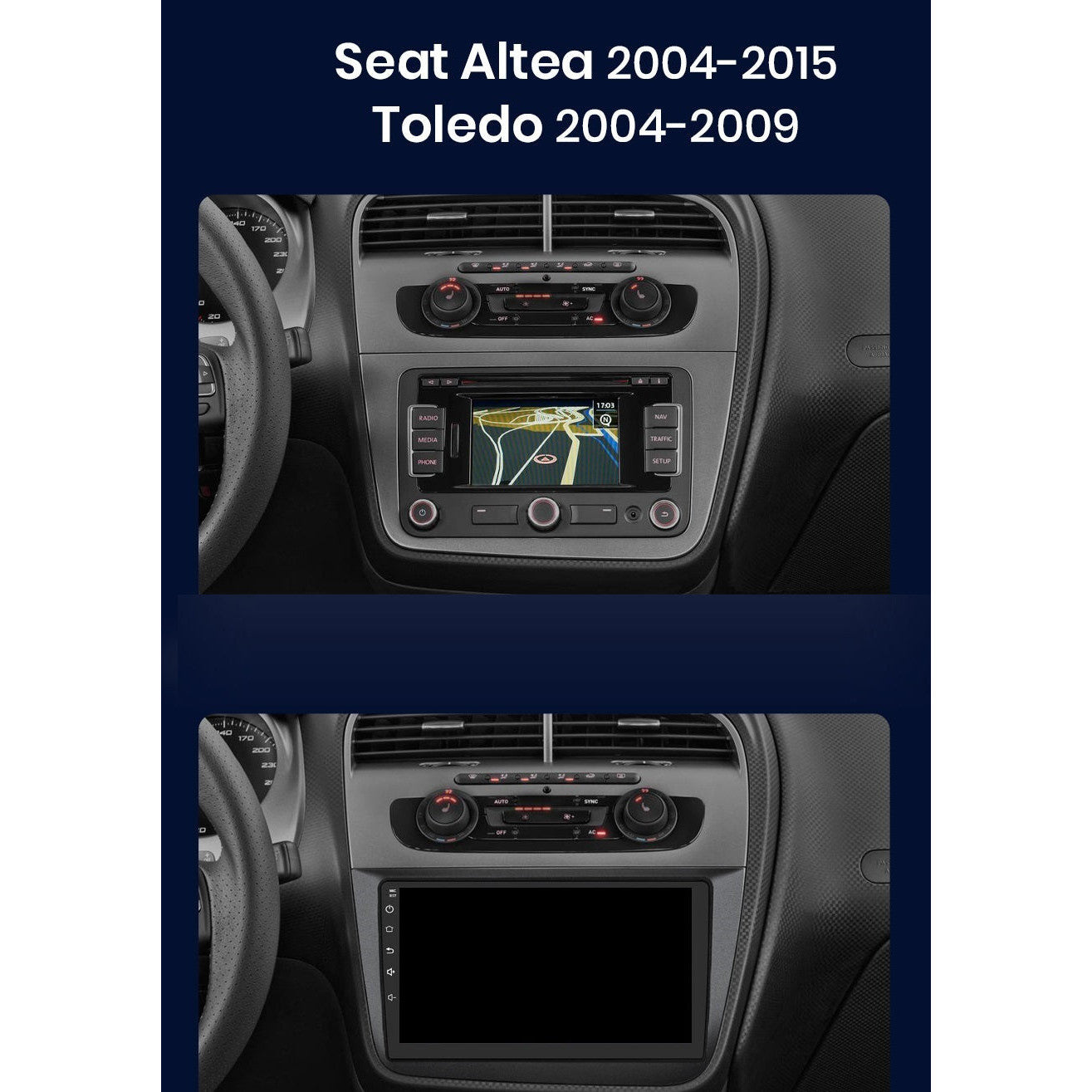 Navigatie Seat Altea (2004-2015), Ecran 9 inch, 1GB RAM 32GB