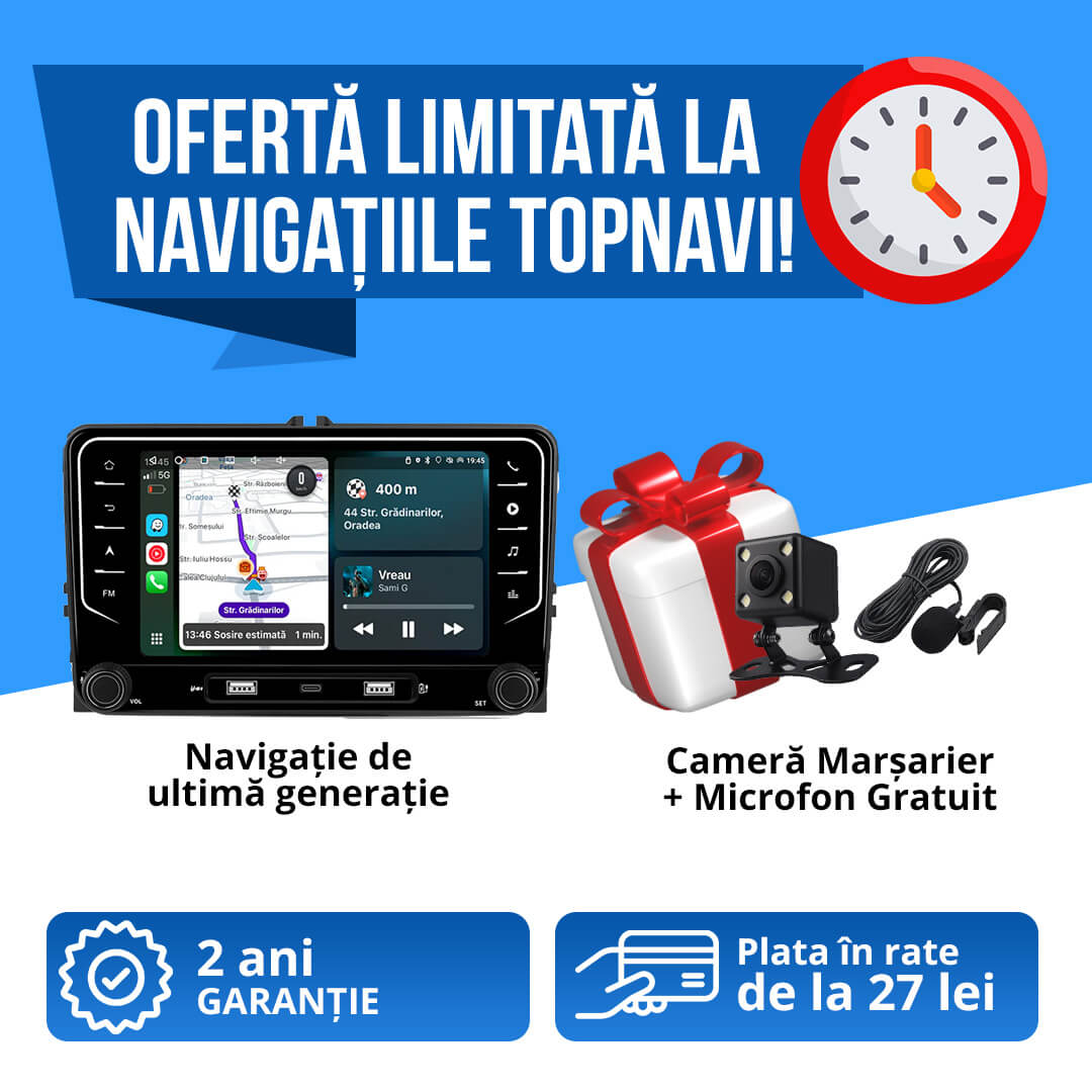 Navigatie Volkswagen, Skoda, Seat, Ecran 7 inch, 4GB RAM 64GB, butoane tactile, 4-core