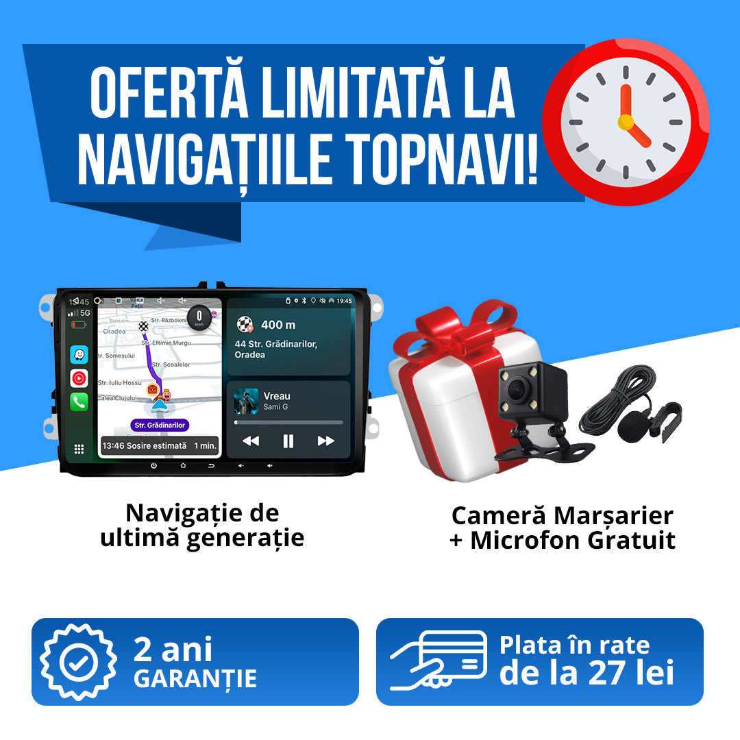 Navigatie Volkswagen, Skoda, Seat, Ecran 9 inch, 4GB RAM 64GB, 4-core