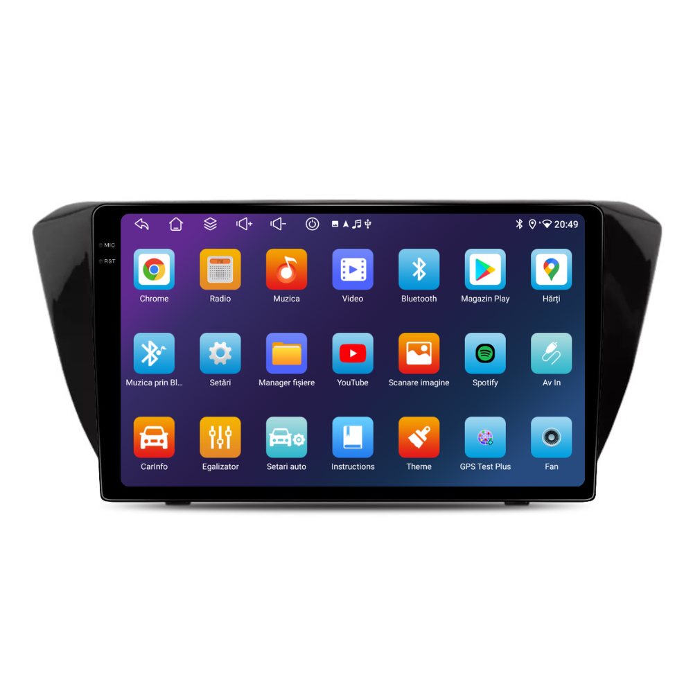 Navigatie Skoda Superb 3 (2015-2019), Android, Ecran 10 inch, 6GB RAM 128GB, 8-core