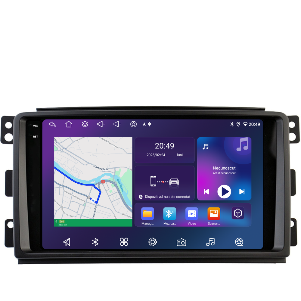 Navigatie Smart For Two / For Four (2005-2010), Ecran 9 inch, 4GB RAM 64GB, 8-core