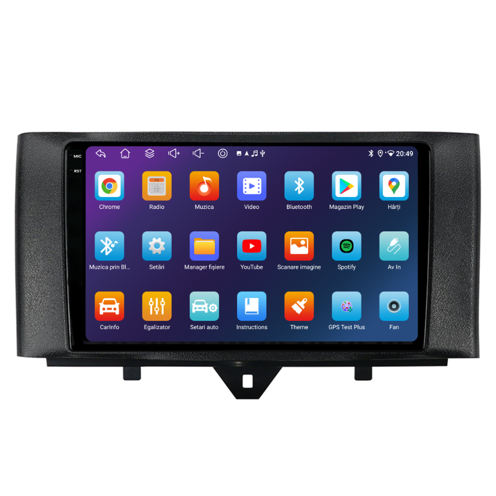 Navigatie Smart For Two / For Four (2010-2015), Ecran 9 inch, 6GB RAM 128GB, 8-core