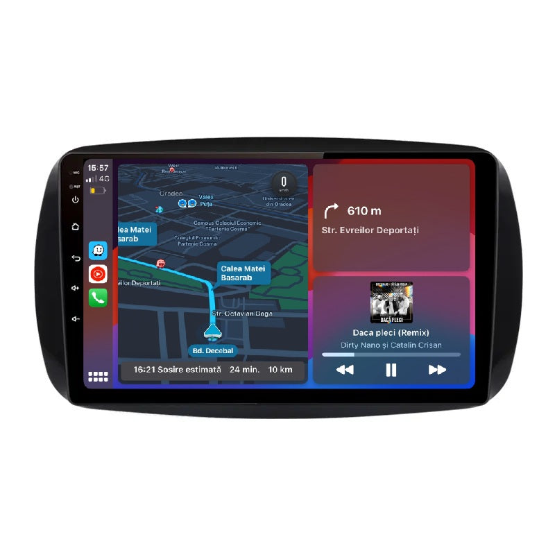 Navigatie Smart For Two / For Four (2016-2019), Ecran 9 inch, 1GB RAM 32GB