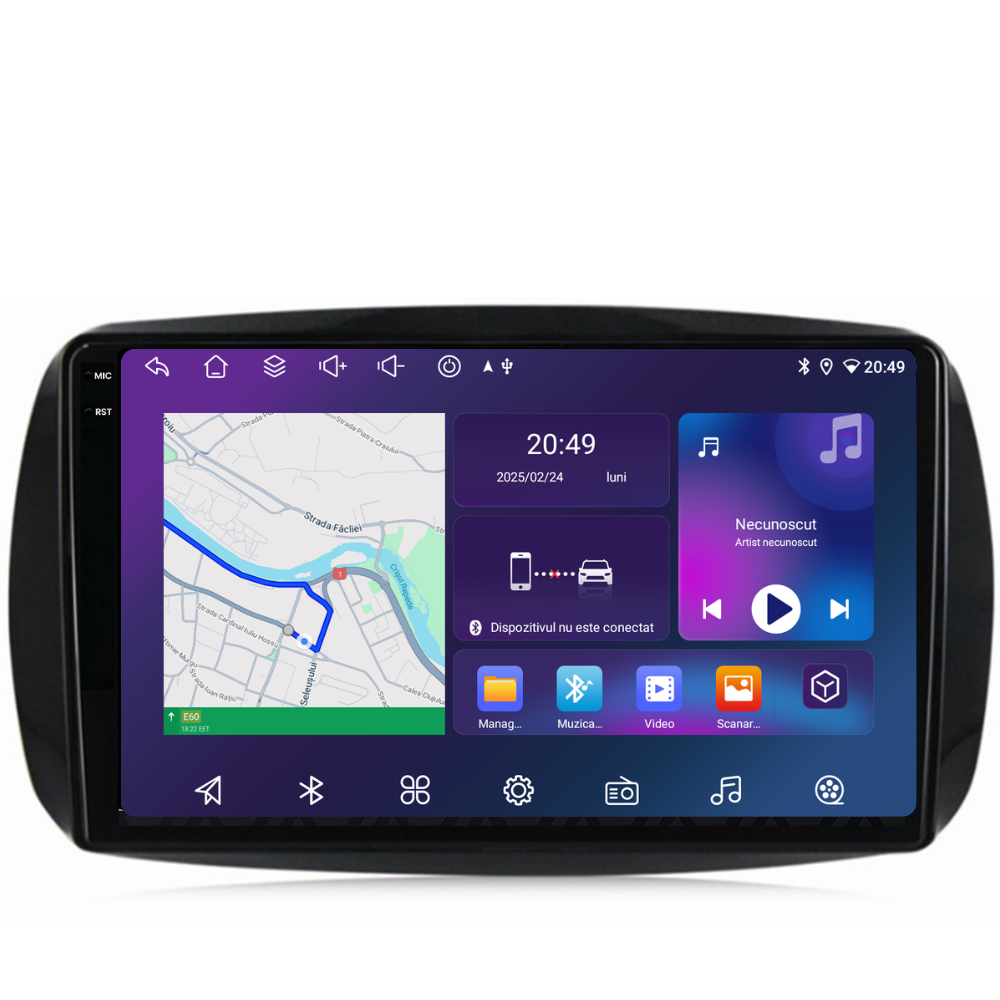 Navigatie Smart For Two / For Four (2016-2019), Ecran 9 inch, 6GB RAM 128GB, 8-core