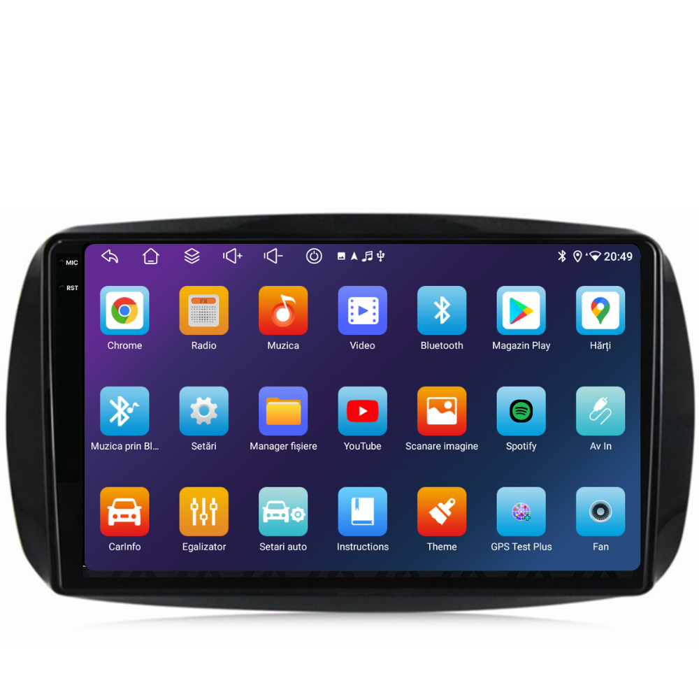 Navigatie Smart For Two / For Four (2016-2019), Ecran 9 inch, 6GB RAM 128GB, 8-core