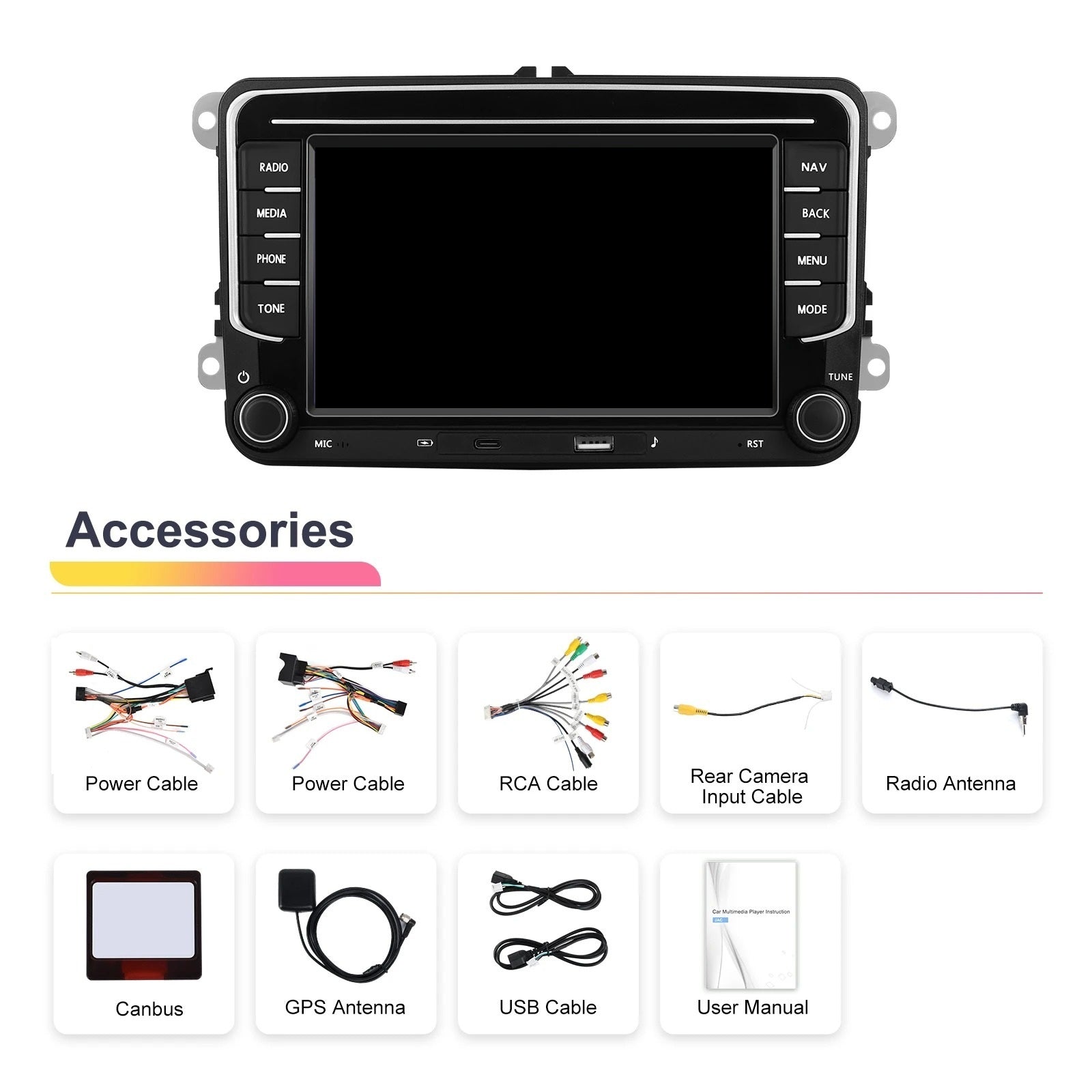 Navigatie Volkswagen, Skoda, Seat, 4GB RAM / 64GB, Ecran 7 inch, Carplay