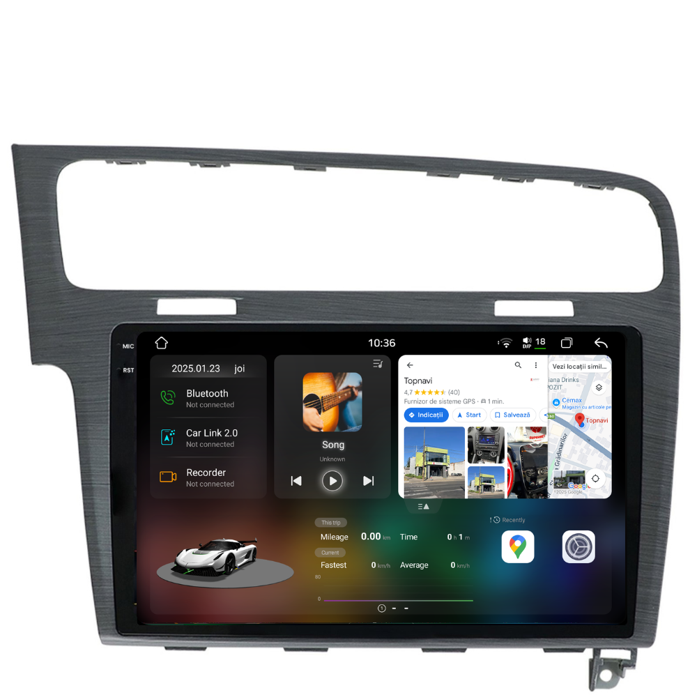 Navigatie Volkswagen Golf 7 (2012-2017), Android, Ecran 10 inch 2K, 12GB RAM 256GB, 8-core, grey
