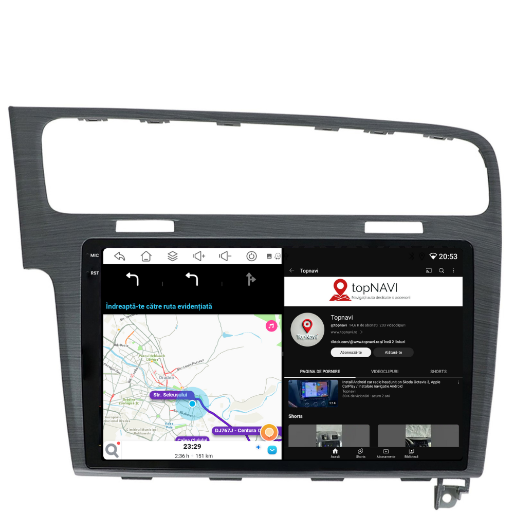 Navigatie Volkswagen Golf 7 (2012-2017), Android, Ecran 10 inch, 6GB RAM 128GB, gri