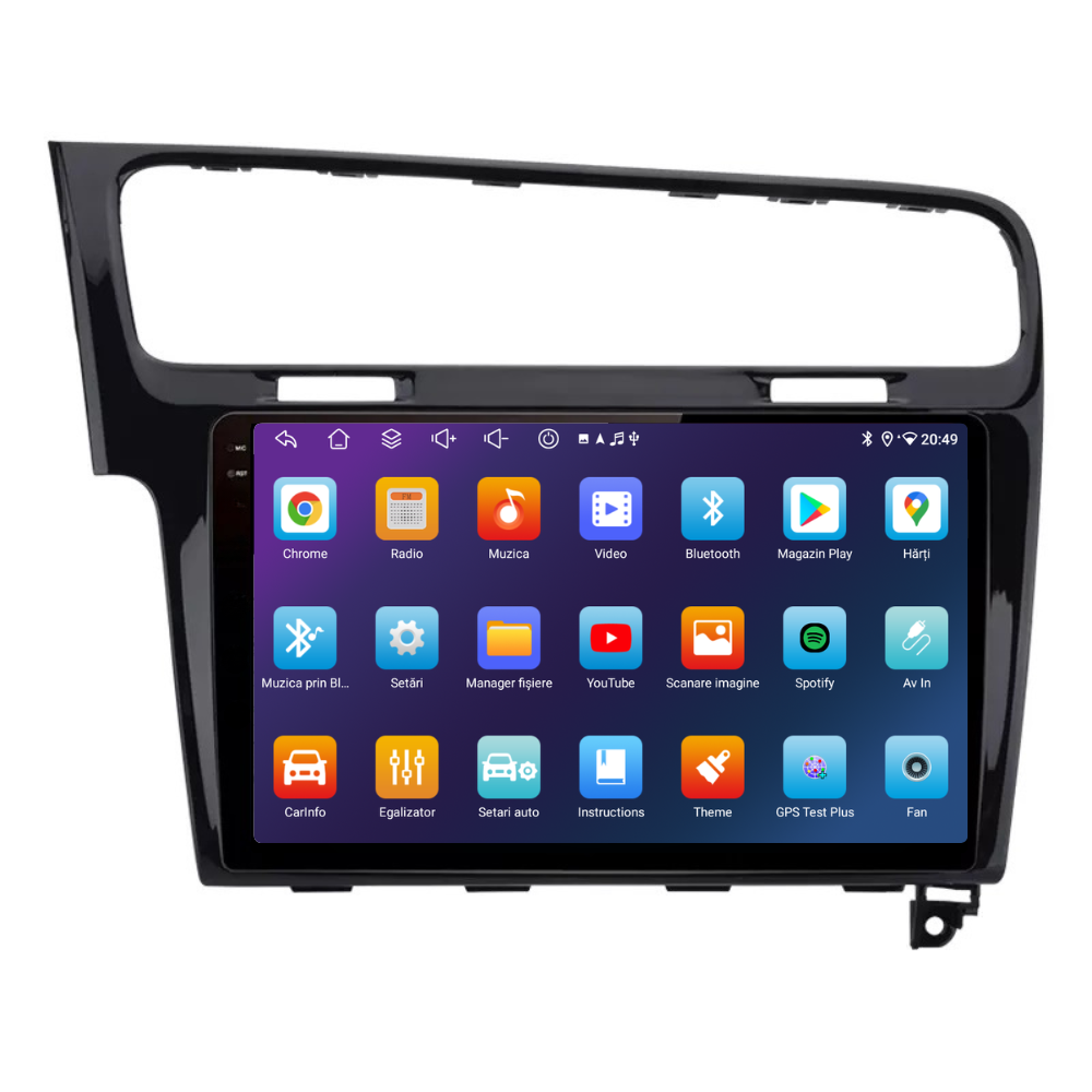 Navigatie Volkswagen Golf 7 (2012-2017), Android, Ecran 10 inch, 6GB RAM 128GB, negru
