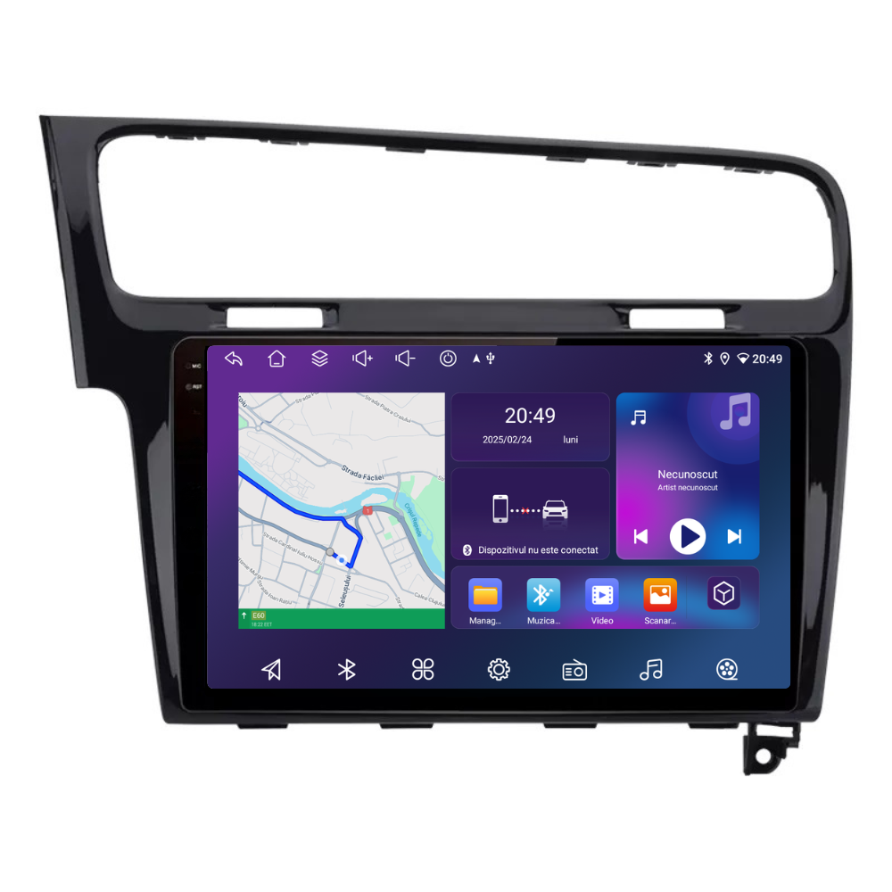 Navigatie Volkswagen Golf 7 (2012-2017), Android, Ecran 10 inch, 6GB RAM 128GB, negru