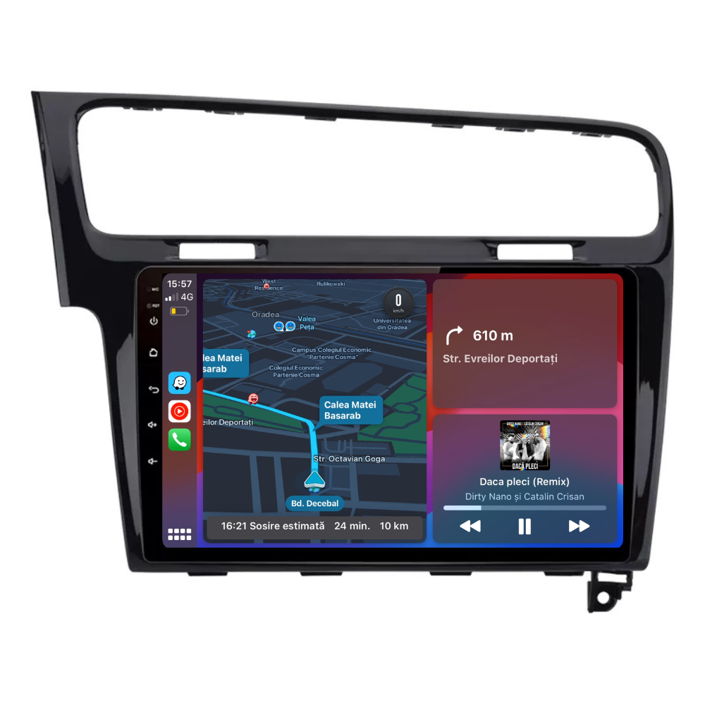 Navigatie Volkswagen Golf 7, Android 12, 1GB RAM 32GB, google maps, youtube, wifi, waze, bluetooth