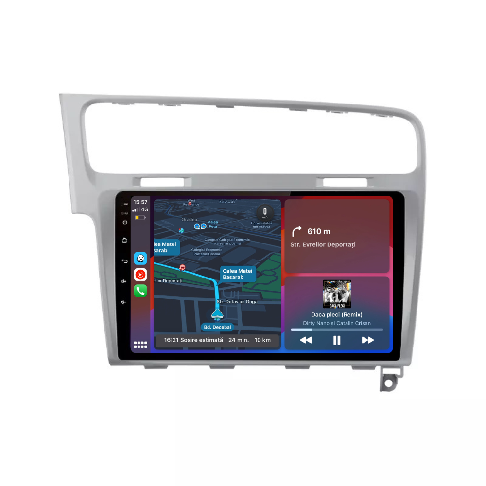 Navigatie Volkswagen Golf 7, Android 12, 1GB RAM 32GB, google maps, youtube, wifi, waze, bluetooth