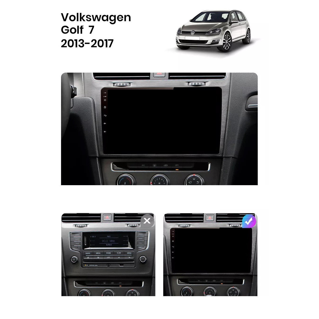 Navigatie Volkswagen Golf 7, Android 12, 1GB RAM 32GB, google maps, youtube, wifi, waze, bluetooth
