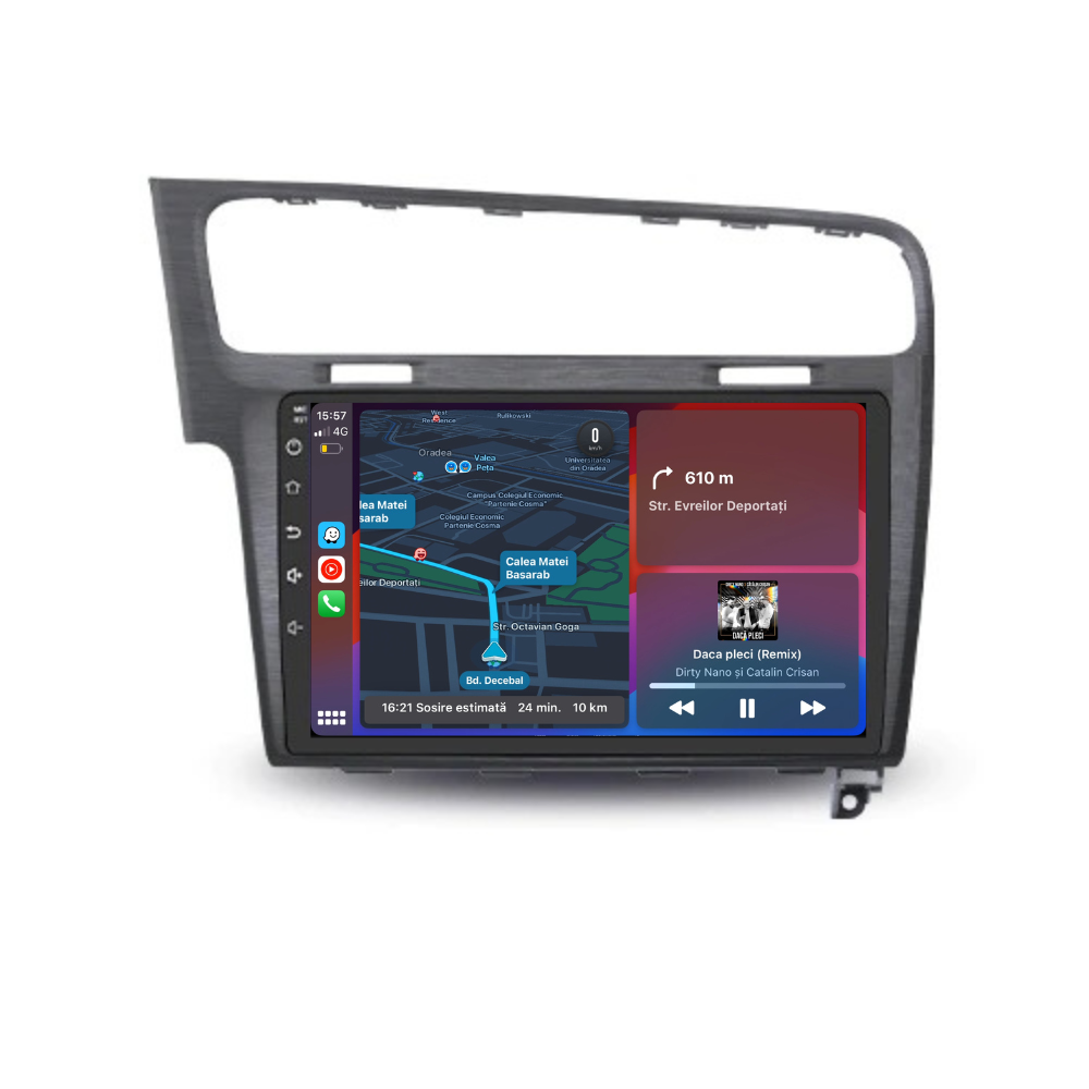 Navigatie Volkswagen Golf 7, Android 12, 1GB RAM 32GB, google maps, youtube, wifi, waze, bluetooth