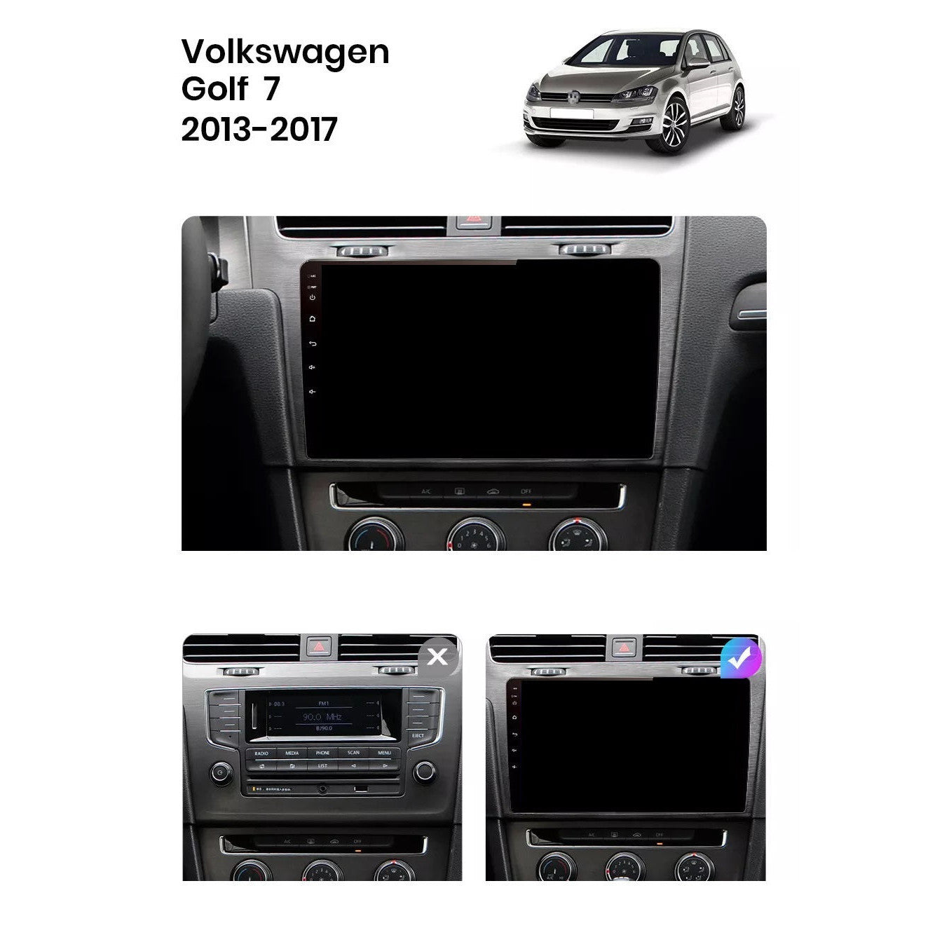 Navigatie Volkswagen Golf 7, Android 12, 1GB RAM 32GB, google maps, youtube, wifi, waze, bluetooth
