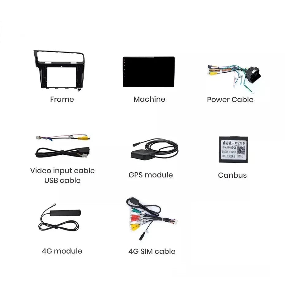 Navigatie Volkswagen Golf 7 (2012-2017), Android, Ecran 2K, 4GB RAM 64GB, 8-core, negru